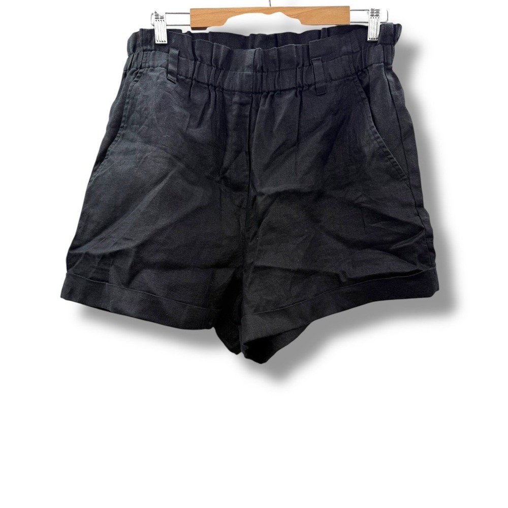 Banana Republic NWT Black Paperbag Waist‎ Shorts Size Large Linen Summer